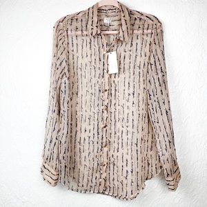 ✨ NWT A New Day Sheer Button Blouse Script Blush